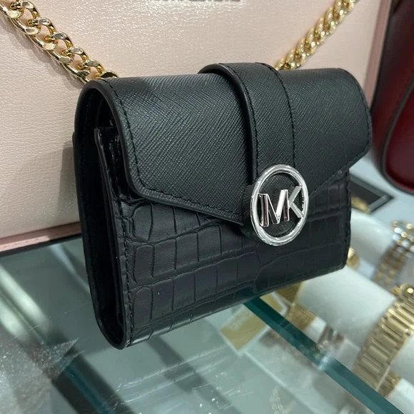 MICHAEL KORS CARMEN MEDIUM LOGO AND FAUX LEATHER WALLET BLACK 
NWT - Picture 12 of 16